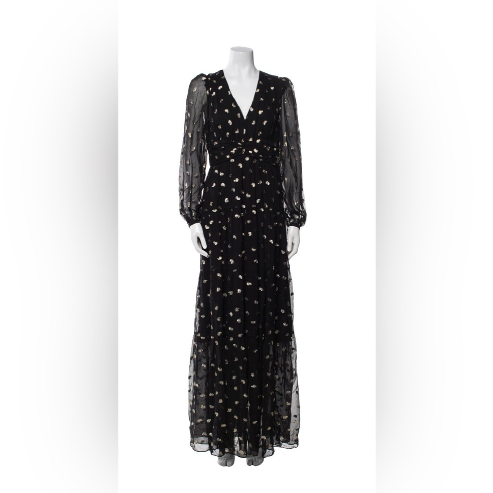 Nwt INTERMIX chiffon maxi dress black and gold size 2